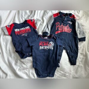 NFL New England Patriots Navy and Red Onesies/Outfit, Size 3-6 Months (3 Items)